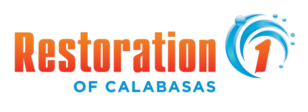 Restoration 1 of Calabasas logo with orange text and blue water waves icon.